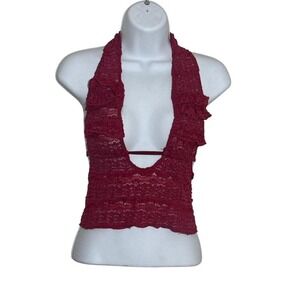 Y2K Ego halter red top women's size 6